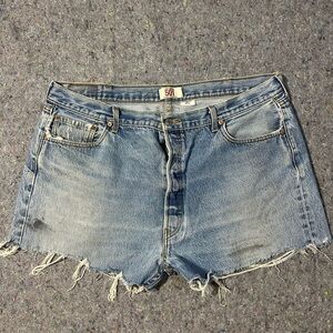 Levi's Distressed Light Blue Jean Shorts